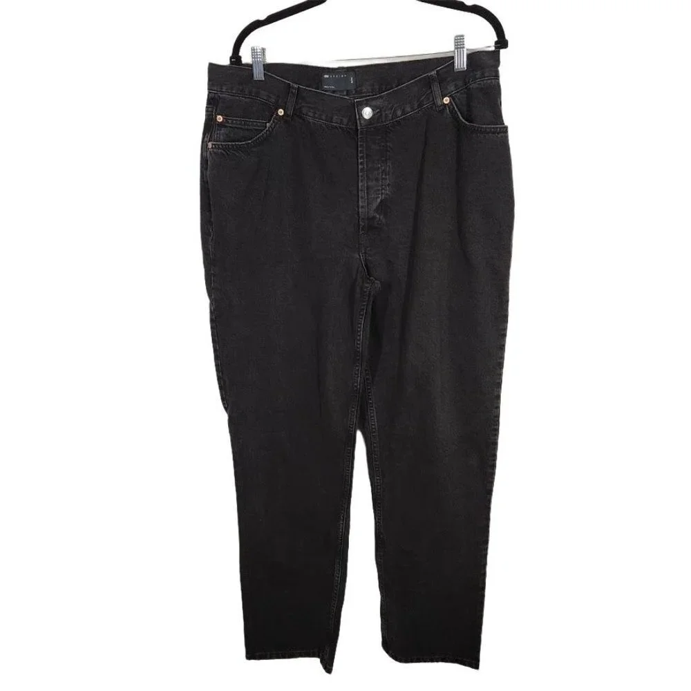 ASOS DESIGN mid‎ rise 90s straight leg jeans in black Size 36x34